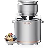 BRIOBITE 1.1 Quart Ice Cream Maker – Electric Ice Cream Machine for Gelato, Milkshakes & Sorbet,Perfect for 2-3 Servings, Eas