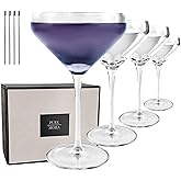 MORA PURE The Remy Coupe - Set of 4, 8oz Handblown Premium Crystal Martini Glasses for Cocktail, Gin & Tonic, Cosmopolitan, Manhattan, Bar, Fancy Mixology, etc. Modern Angle Drinking Glassware