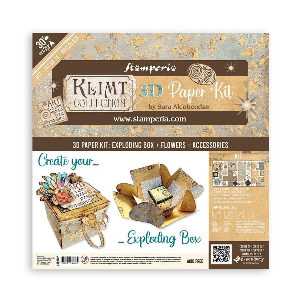 Stamperia International Pop Up Kit-Klimt-Explosion Box, Various, 10x15 cm