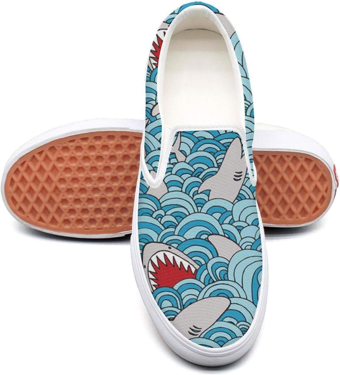 Vosda Mens Guys Seamless Pattern Shark Mouth Open Casual Shoes for Mens Lo-Top Running Shoes