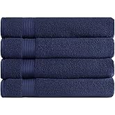 Ozdilek 4-Piece Bath Towels, 30x60 550 GSM 100% Turkish Cotton, Luxury Quick Dry, Extra Large, Fade-Resistant, Eco-Friendly, Spa Towel, Comfortable (Navy Blue)