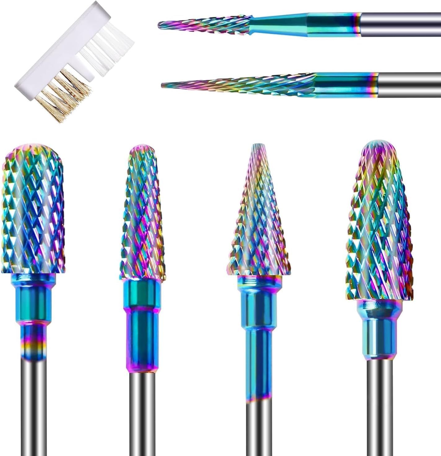 6PCS Nail Drill Bits Set with Cleaning Brush, 3/32 inch Professional Tungsten Carbide Nail Bits, Cuticle Efile Nail Cutter Bits, Remover Bits for Acrylic Gel Nail Tech Manicure Pedicure, Home Salon