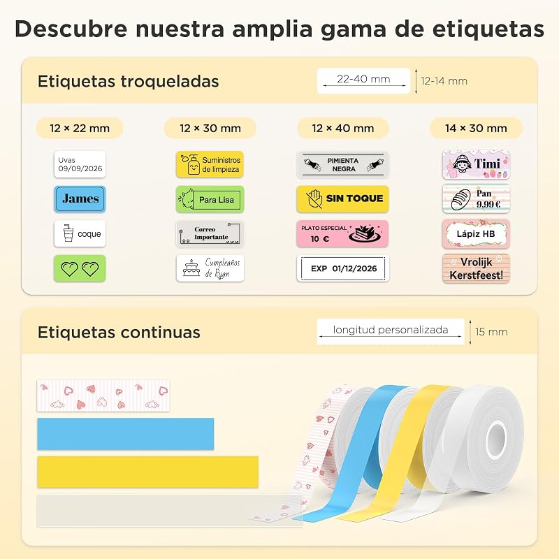 E10 Etiquetadora Bluetooth con con 3 Rollos 6m Impermeable Etiquetas