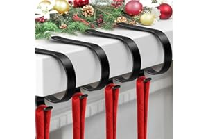 ZYSUN Christmas Stocking Holder,4 Pack Stocking Holders for Mantle,Non-Slip Stocking Holders for Christmas Decorations,Lightweight Stocking Hangers for Mantel Fireplace (4 Pack Black)