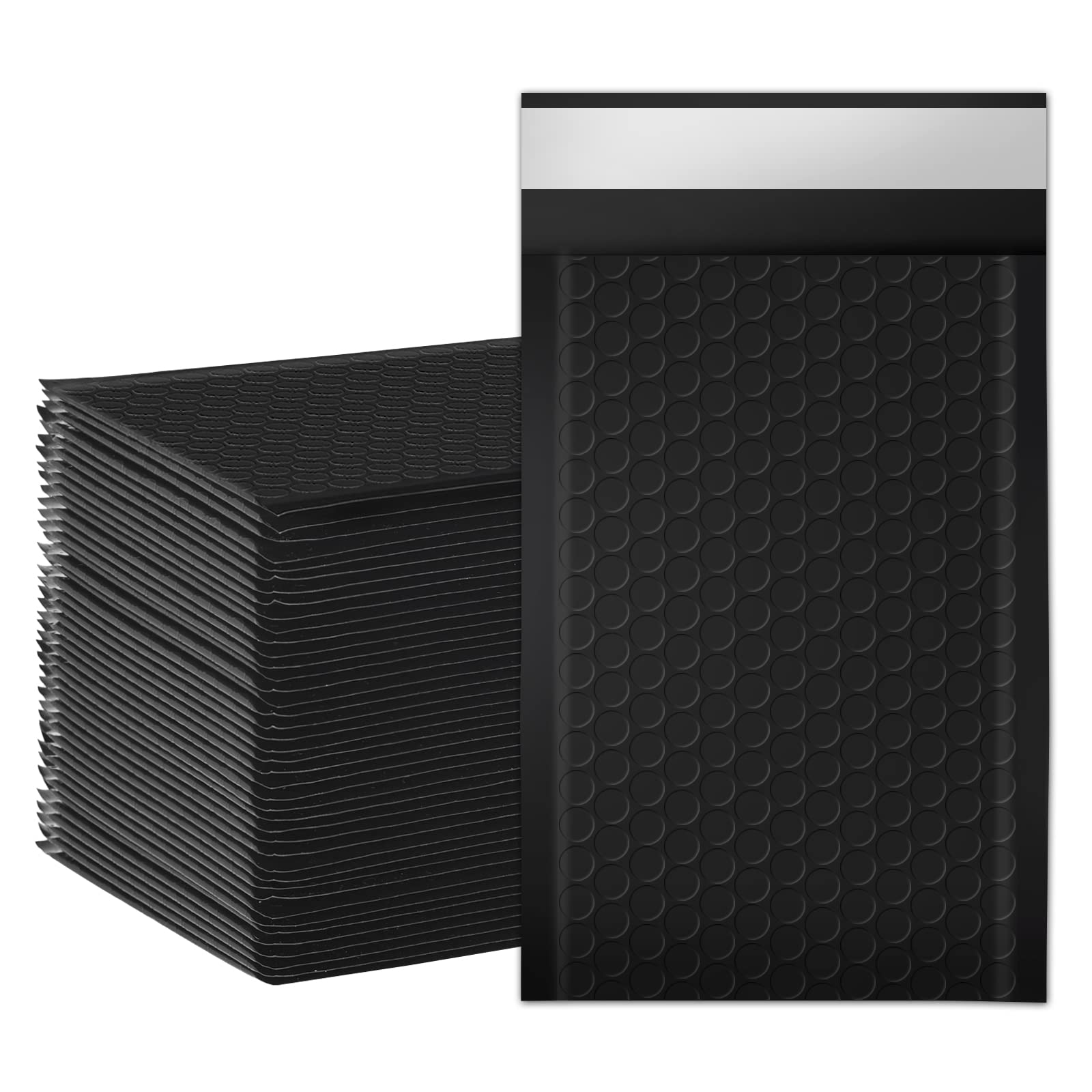 Photo 1 of packbabol Bubble Mailers, 4x7 Inch Poly Padded Bubble Mailers Pack of 50 Bubble Envelopes Opaque Self Seal Adhesive Waterproof Bags for Shipping and Packaging(Black,4x7-50Pc)
