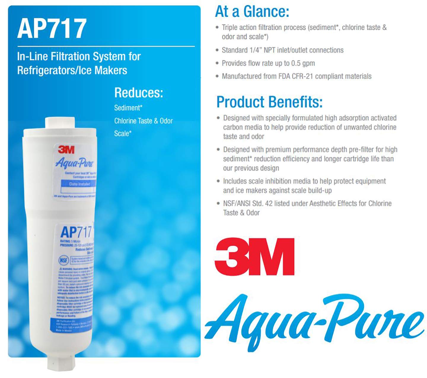 AquaPure AP717 Drinking Water System Filter with Triple Action