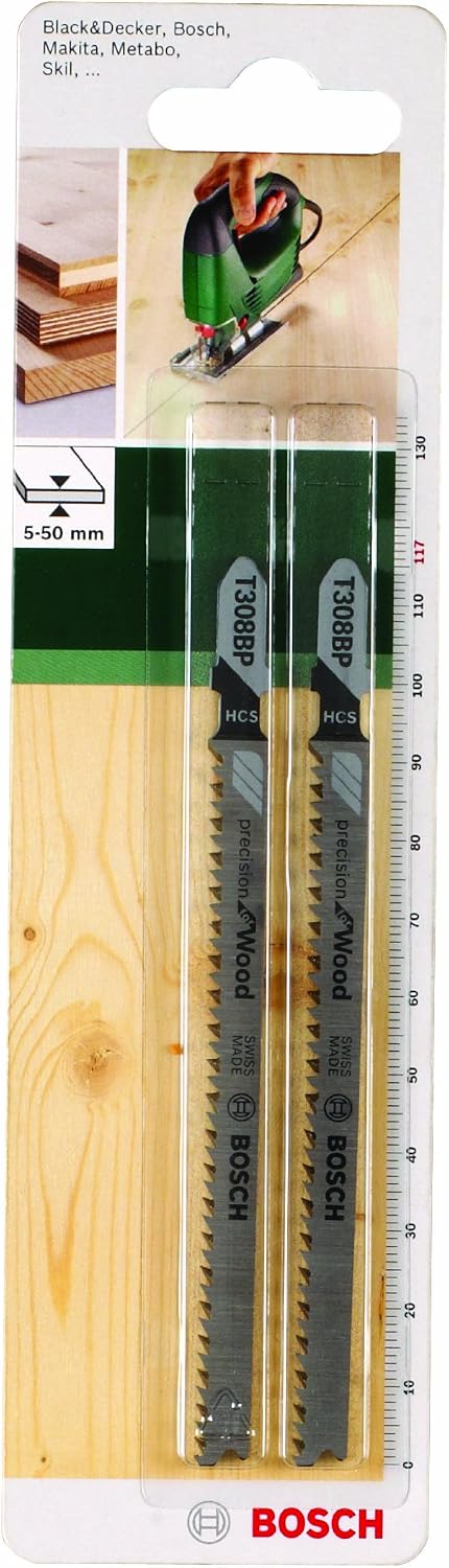 Bosch 2609256794 Set of 2 Jigsaw Blades to Replace T308BP, Silver