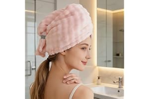 Hair Drying Towel for Women, Quick Dry Hair Turban Wrap with Adjustable Tie Closure Hair Towel Wrap for Women, Absorbent Soft