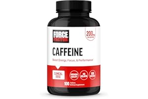 Force Factor Caffeine Pills 200mg, Boost Energy, Focus, Strength, and Performance, Premium Quality Tablets, Energy Support Supplement, 100 Tablets