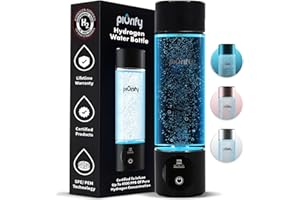 PIURIFY Hydrogen Water Bottle Generator - Up to 4100+ PPB Concentration - SPE/PEM Technology - Certified H2 Generator - Portable Athletic Performance & Hydration System - 6-Hour Hydrogen Retention (Black)