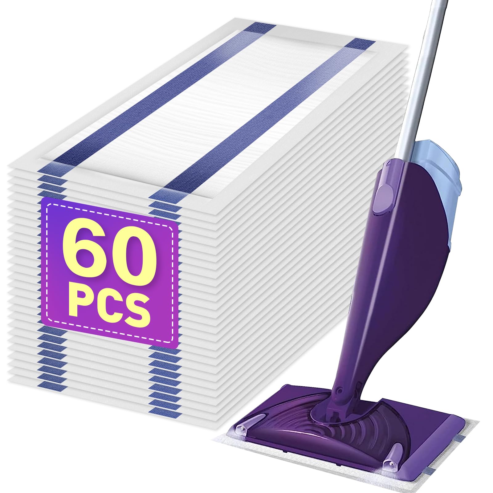 Photo 1 of Mopping Pad Refill Compatible with Wet Jet Mop, Disposable Multi Surface Wetjet Hardwood Floor Cleaner Spray Mop Pads Refills, Thickness & Absorbent (60)