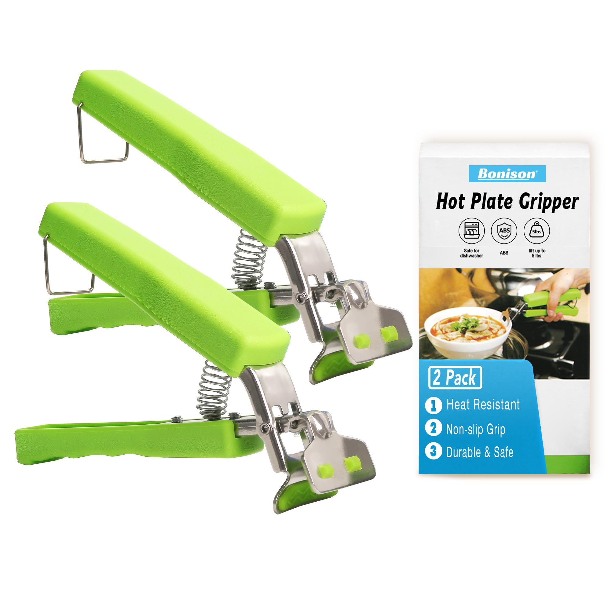 Photo 1 of 2 Pack Hot Plate Gripper Clips Holder Tongs for Moving Hot Plate Bowls Pizza Pan Air Fryer Microwave Oven with Food Out, Green