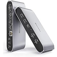 Displaylink Triple Display Docking Station for MacBook M1/M2/Windows, Minisopuru Universal Laptop Docking Station with 2 HDMI