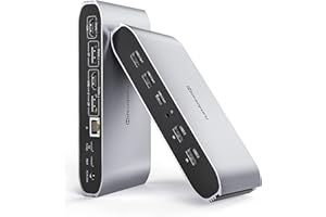 Minisopuru Displaylink Triple Display Docking Station for MacBook M1/M2/M3/Windows, USB C DisplayLink Docking Station with 2 HDMI & 2 DisplayPort,100W Charge, USB-C Data, Ethernet, Audio,4 USBA Ports