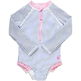 RuffleButts® Girls One Piece Rash Guard Baby Swimsuit UPF 50+ Sun Protection