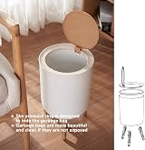 U2PICK Mini Trash Bin with Lid 9 Liter Slim White Round Waste Can view 7