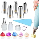 Large Piping Tips Set, Piping Bags and Tips Set 5 PCS Stainless Steel Frosting Tips for DIY Pastry Dough, Cookie, Cupcake, Ca
