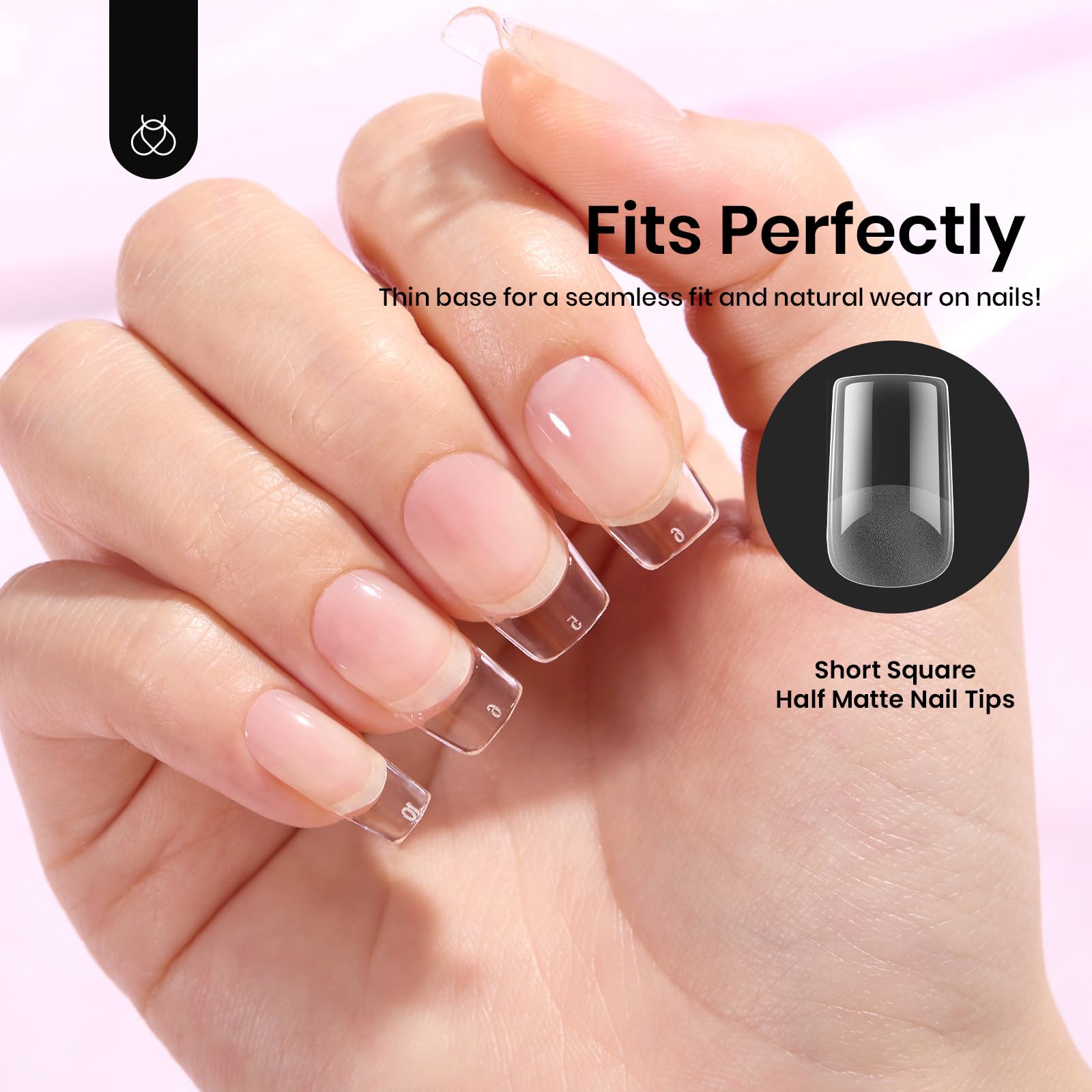 Beetles Short Square Gel Nail Tips 12 Sizes 288 PCS Half Matte Full Cover False Nails Clear Acrylic Nails Glue on Nails for Girls Women DIY Nail Extension - Image 5