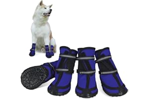 DOCIOTE Dog Shoes for Large Dogs Winter Snow Dog Booties with Adjustable Straps Rugged Anti-Slip Sole Paw - Sports Running Hiking Pet Dog Boots Protectors Comfortable Fit for Medium Large Dog (XL, Blue)