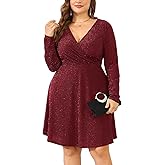 ZOMVA 2025 Plus Size 0X-4X Sparkly Glitter Wrap V Neck A Line Mini Dress Sparkle Sequin Sexy Dresses Cocktail Party Club