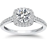 NORBU Solitaire Pave Moissanite Engagement Ring for Women, 1CT D Color VVS1 Clarity, 925 Sterling Silver Promise Ring with 18K White Gold Plated, Jewelry Gift for Wedding Anniversary Birthday Christmas Valentine's Day