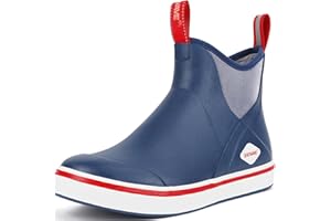 Showave Men's Deck Boots Waterproof Ankle Rubber Rain Boots Non-slip Boat Booties for Sailing Fishing and Outdoors