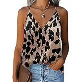 Zeagoo Womens Silk Satin Tank Tops V Neck Sleeveless Camisole Cami Spaghetti Straps Blouse Summer Loose Racerback Shirt