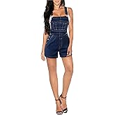 Hybrid & Company Women Denim Shorts Rompers Sleeveless Adjustable Strap Overalls Cross Back Jumpsuit