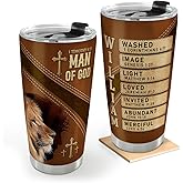 Joymade Personalized Tumblers For Men - Christian Fathers Day Gift For Men - Spiritual Religious Gifts, Christmas Tumbler - Fathers Day Tumbler (The Man Of God From Judah)