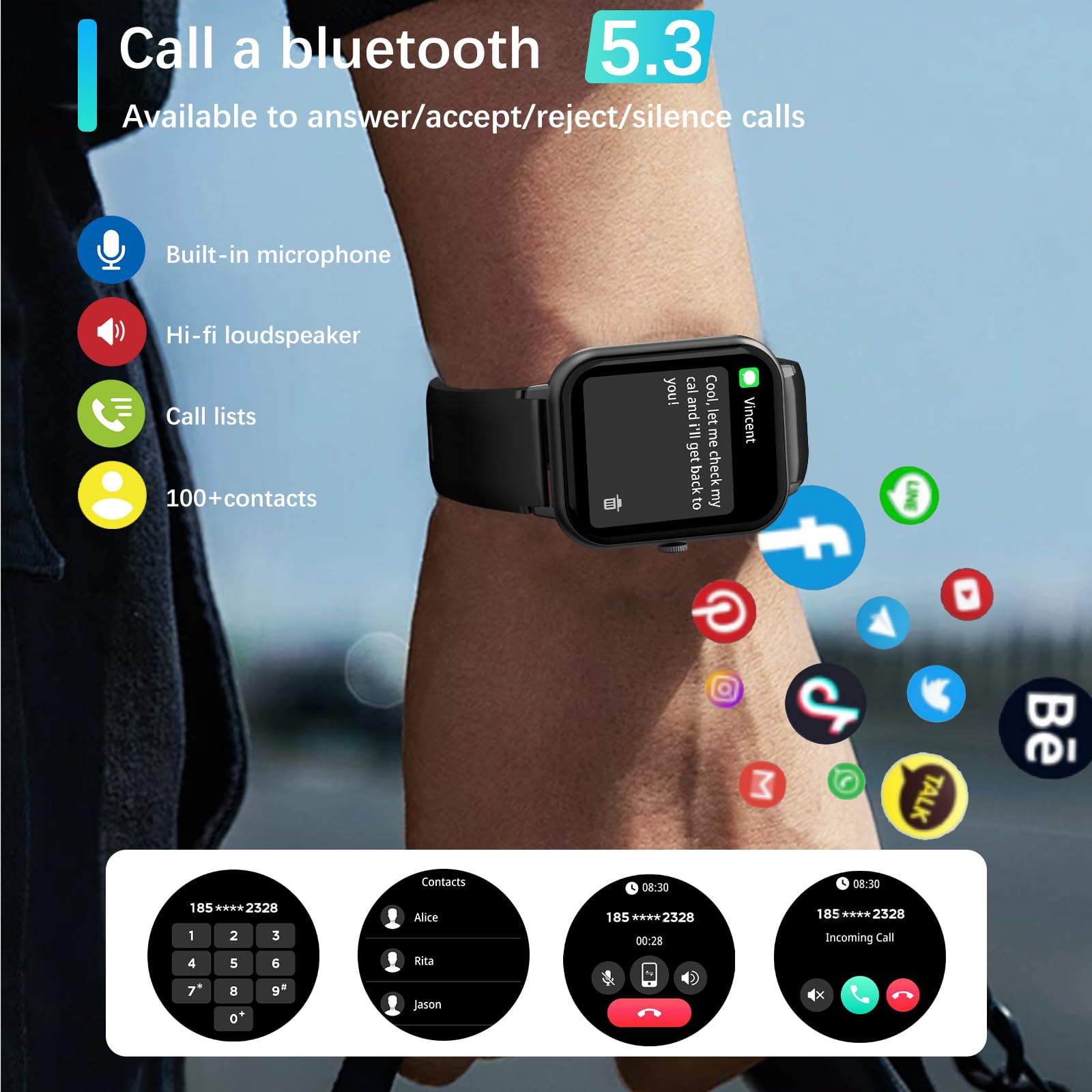 Screenshot of the PEJE Smart Watch app showing Tasbih Reminder settings, including interval time, start time, and end time.