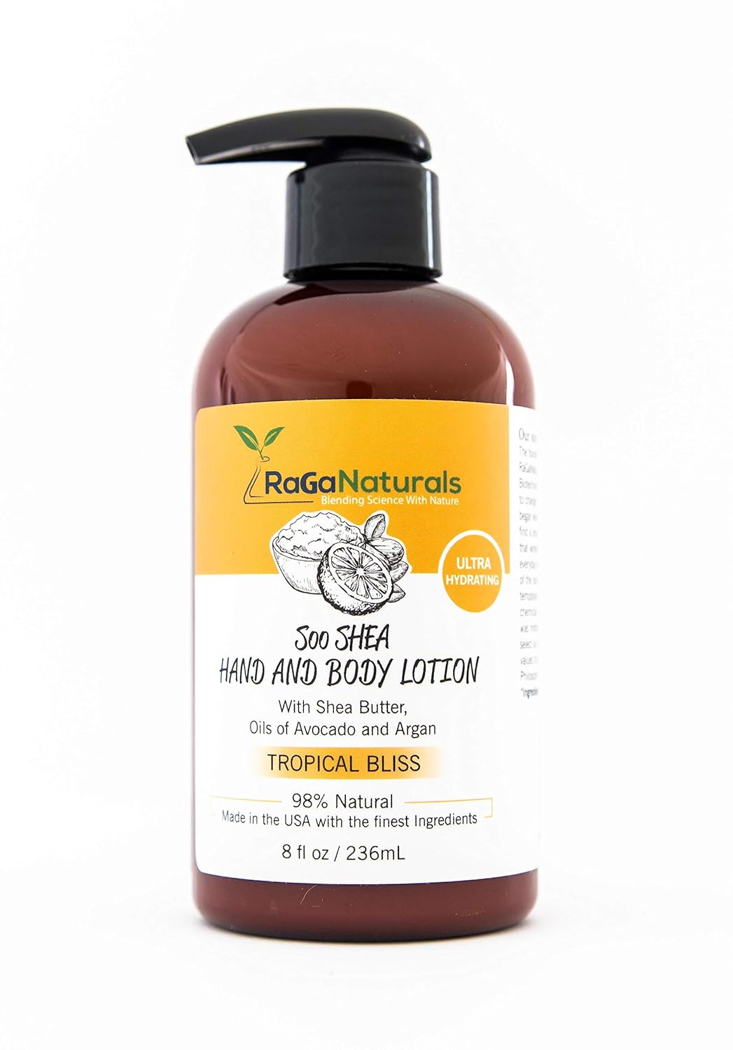 RaGaNaturals Soo Shea Tropical Bliss Hand and Body Lotion 8fl oz | Made with Argan Oil, Shea Butter, Avocado Oil, Vitamin E and LOVE | Ultra Hydrating, Nourishing, Moisturizing, Chemical free
