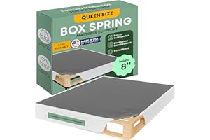 Greaton, 8” Queen Box Spring for Queen Bed – Amish-Made in The USA – Solid Wood Box Spring Mattress Foundation with Stable & Quiet Support – Flat-Packed & Easy Assembly – White