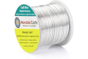Mandala Crafts 14 Gauge Anodized Aluminum Craft Wire for Jewelry Making - 60 FT Colored Flexible Silver Tone Wire - Bendable for Bonsai Armature Crafting Sculpting