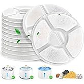 Cat Water Fountain Filter, 12 Pcs Replacement Cat Fountain Filters Dia is 5", 3-Filtration System Round Carbon Cats Filters Compatible with 81oz/2.4L Round Automatic Pet Fountain Water Dispenser