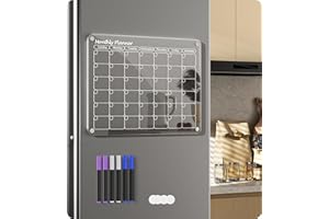 ACINA Acrylic Magnetic Monthly Calendar for Fridge, Clear Magnetic Dry Erase Board Calendar for Fridge, Reusable Planner Whiteboard Calendar Includes 6 Markers 3 Colors (Monthly Calendar)