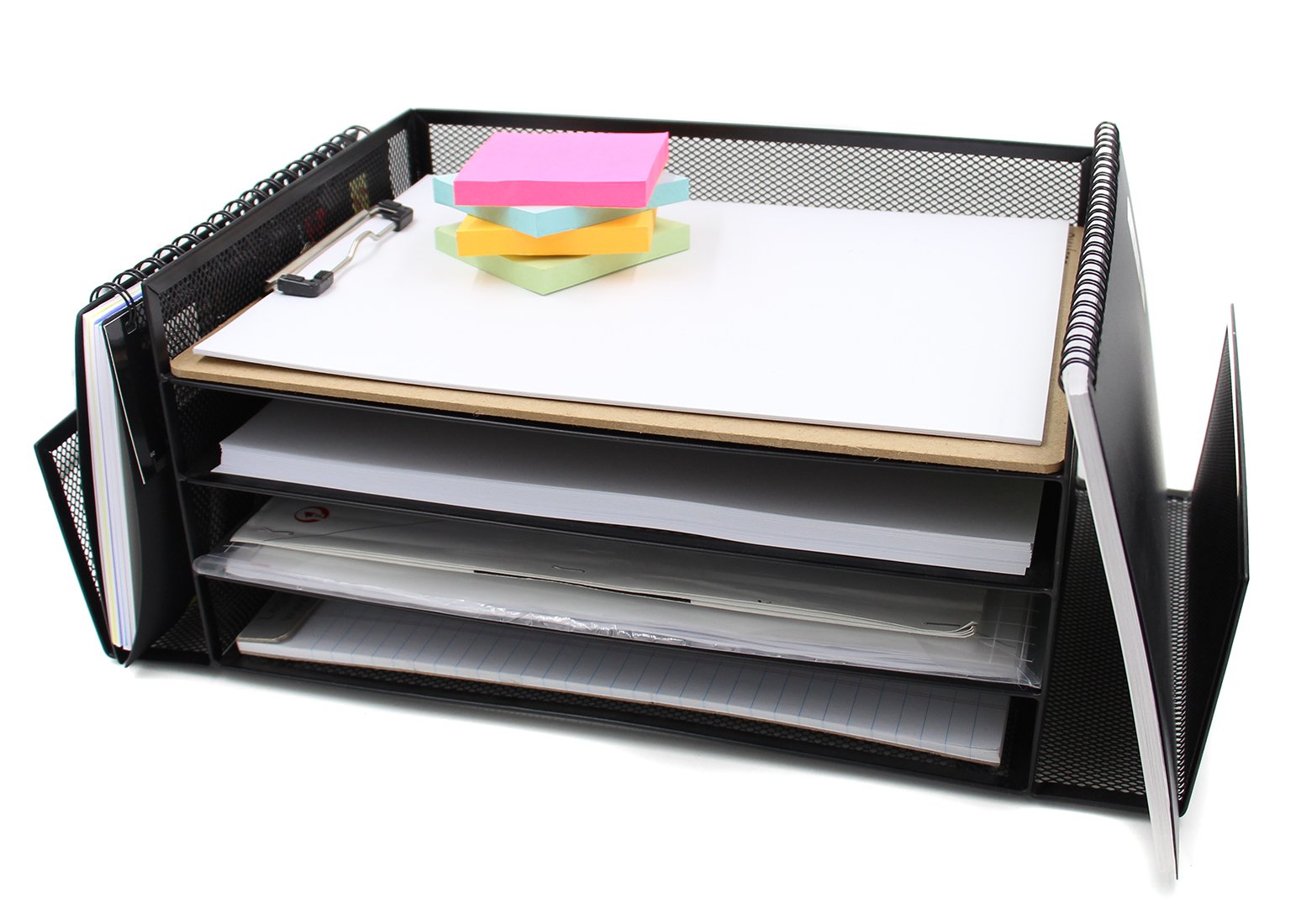 EasyPAG Mesh Desk Organizer Tray 4 Horizontal File Holder and 2 Upright