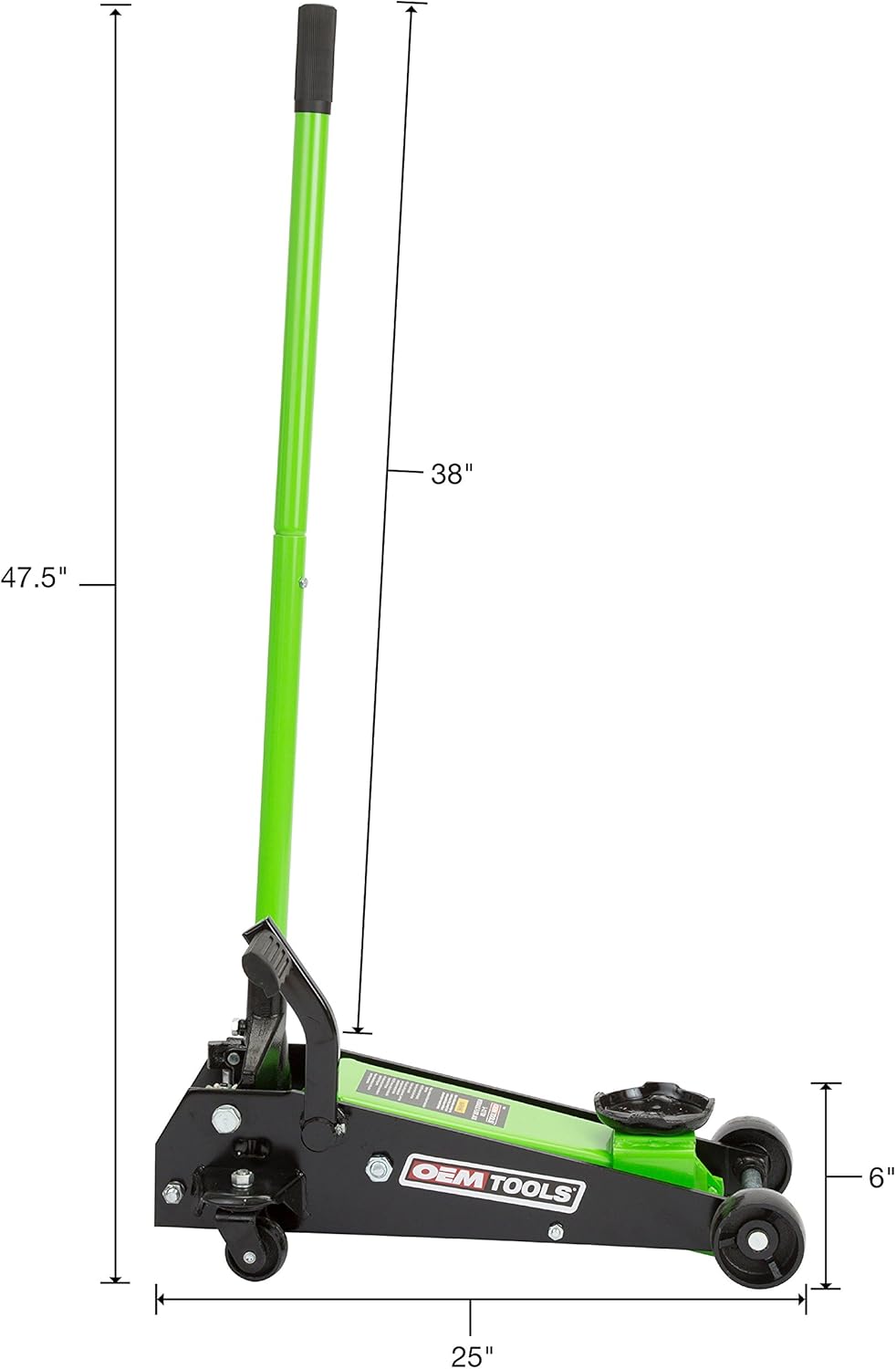 OEMTOOLS 24836 Hydraulic Floor Jack, 3-1/2 Ton Capacity, Car Jack Hydraulic Lift, Foot Pedal for Quick Vehicle Lift, Rapid Pump Jack, Rear Swivel Casters: Automotive