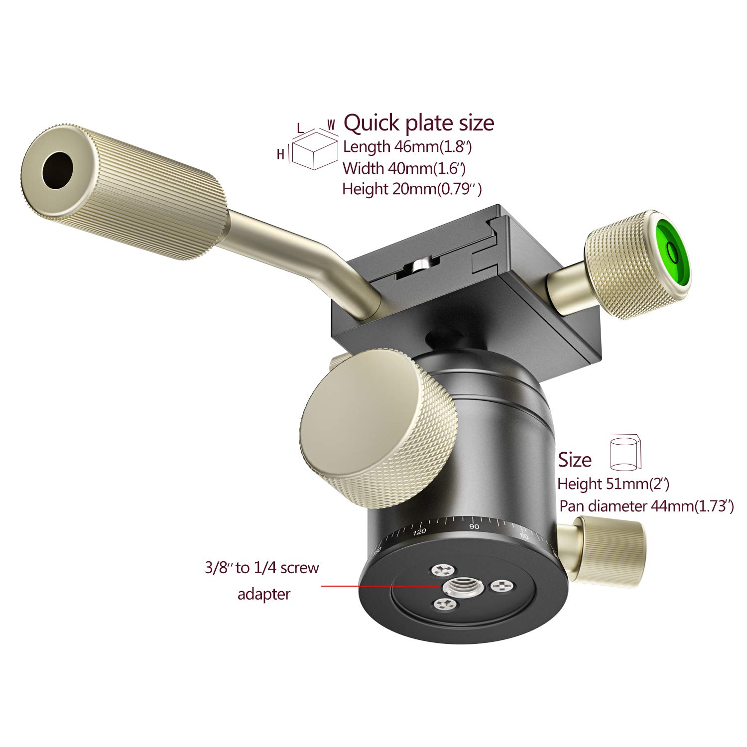 ODWARF M1H CNC Camera Tripod Ball Head Max Loading 17.6lbs Ballhead Tripod Heads Mini Ball Heads with 1/4 Inch Fast Shoe Plate for for Mirrorless Cameras, iPhones,IPad,Telescope: Industrial & Scientific
