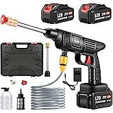 Cordless Pressure Washer 21V x2 batteries , Cordless Power Washer Battery Powered, Portable Pressure Washer w/ 6-in-1 Nozzle, Soap Container, Charger Included