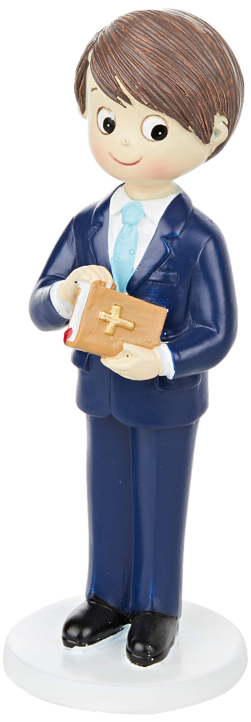 Mopec Figure for Communion Child with Suit and Bible in Hand, Polyresin, Navy Blue, 6.5x6.5x17cm