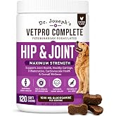 Dr. Joseph's VetPro Complete Dog Hip &amp; Joint Wellness Supplement &ndash; High-Strength Glucosamine, MSM, Omega &amp; Chondroitin Chews and Breeds &ndash; Vet Formulated Chicken Dog Treat - 120 Count