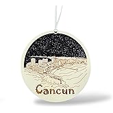 Cancun Mexico Laser Engraved Wooden Ornament – Handmade Wood Christmas Ornament, Mexico Souvenir Gift, Tropical Beach Décor, Travel Keepsake, Laser Cut Ornament Made in USA