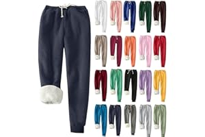 Sweatpants Woman Plus Size Warm Sherpa Fleece Lined Pants with Pockets High Waisted Athletic Joggers Winter Thermal Pants