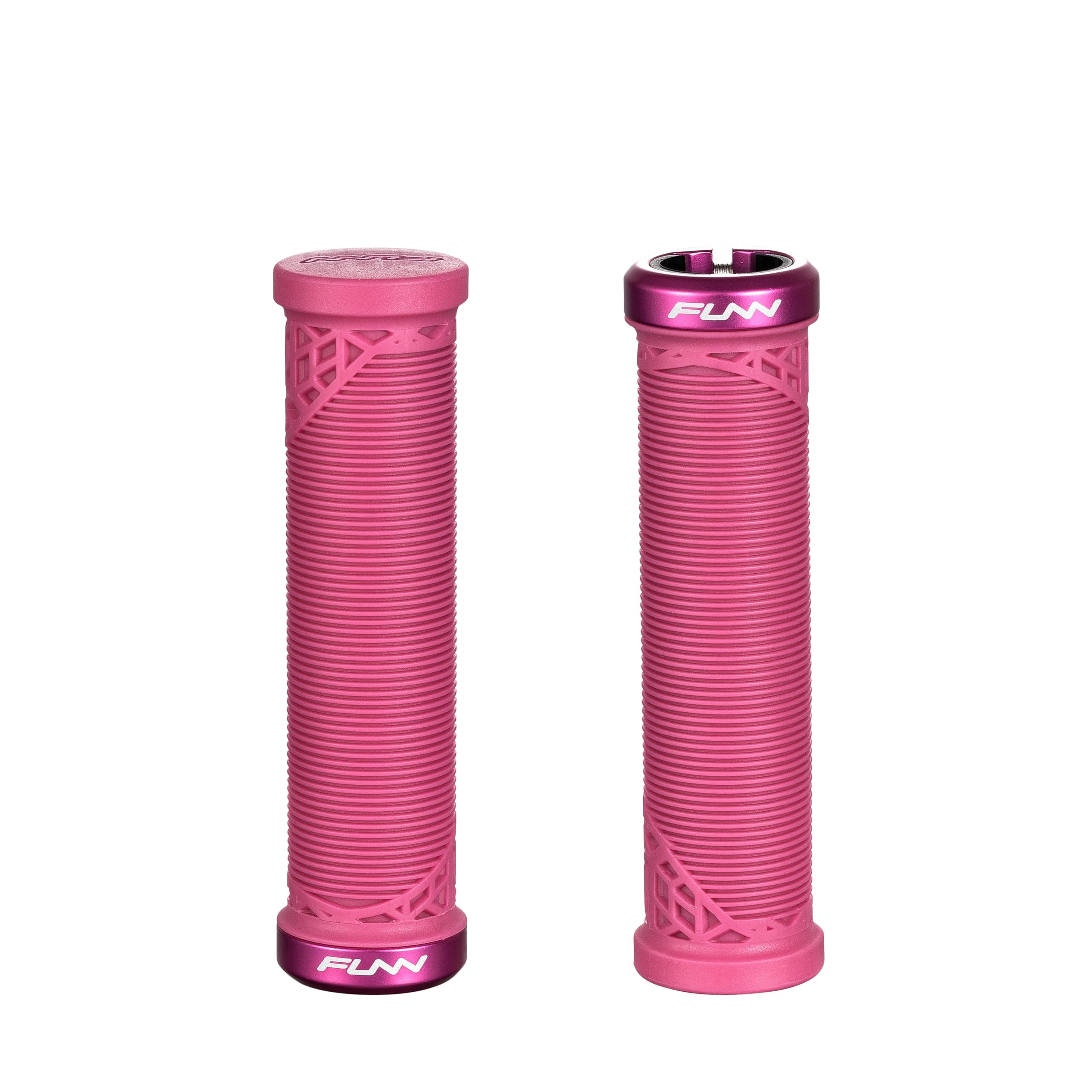 Funn Hilt JR Mountain Bike Handlebar Grips With Single Lock On Clamp, Bicycle Handlebar Locking Grips with 19 mm Inner Diameter, Short Bicycle Grips For Youth, Girls and Boys (Pink)