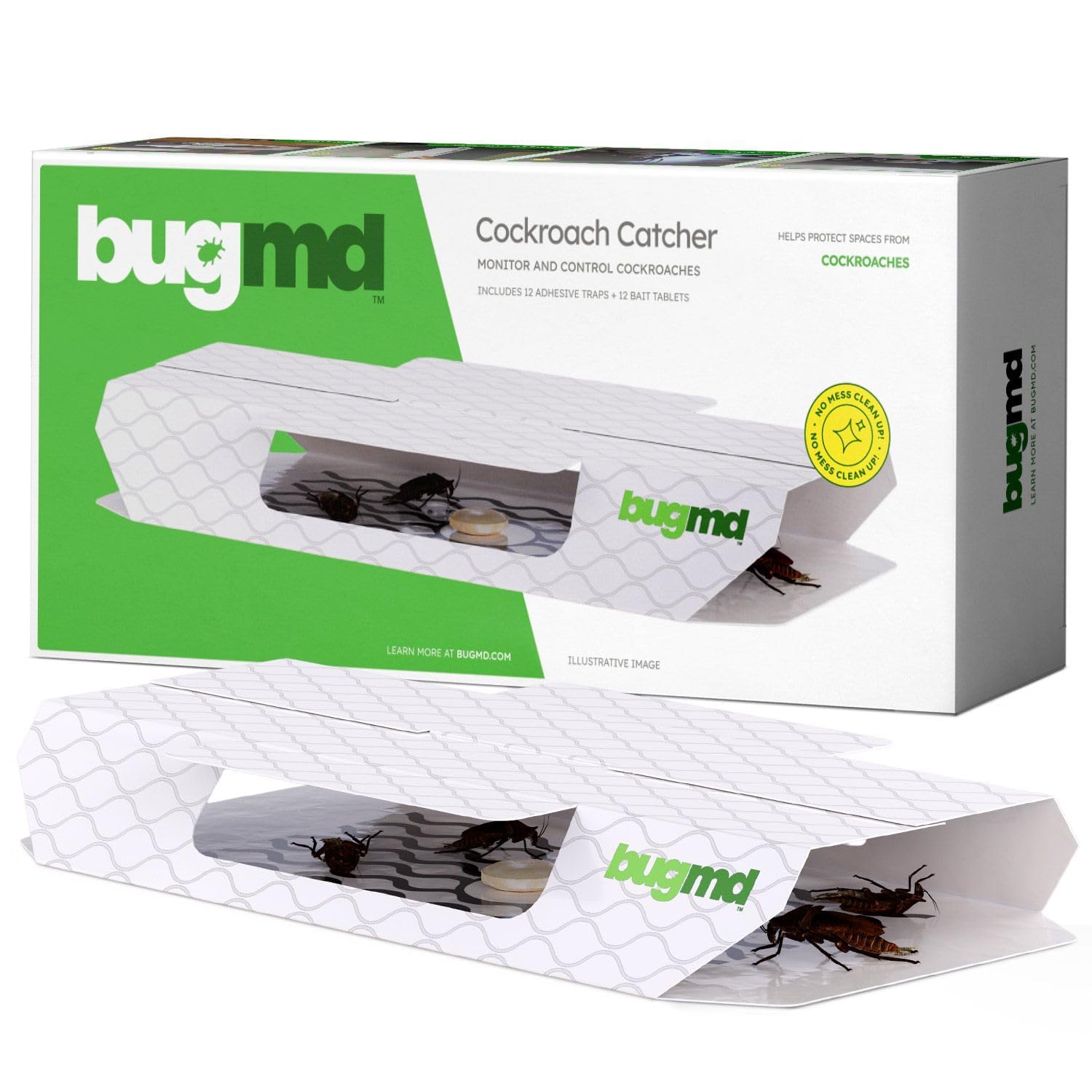 Photo 1 of *BBD 01/20/2028* BugMD Cockroach Catcher (1 Pack, 12 Traps) - Indoor Cockroach Killer & Roach Trap, Sticky Trap for Insect, Glue Traps Pest Defense