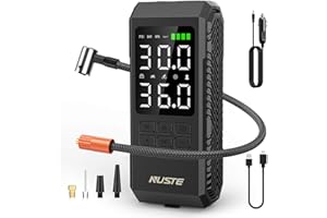 NUSTE Tire Inflator Portable Air Compressor, 150PSI 25000mAh Cordless Air Pump, With Digital LCD Display, 3X Fast Inflation for Cars, Bikes & Motorcycle Tires, Balls
