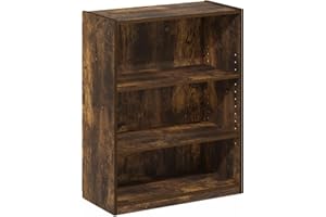 Furinno GEHRY Book Shelf, 3-Tier Bookshelf, Bookcase with Adjustable Shelves, 11.6 x 24.8 x 31.6, for Living Room, Bedroom, H