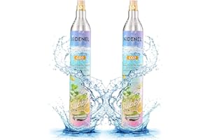 HIDENEL CO2 Cylinder for Soda Maker - 60 L CO2 Exchange Carbonator & Sparkling Water - Carbonates Any Drink - Threaded Cylinders (2 PCS)