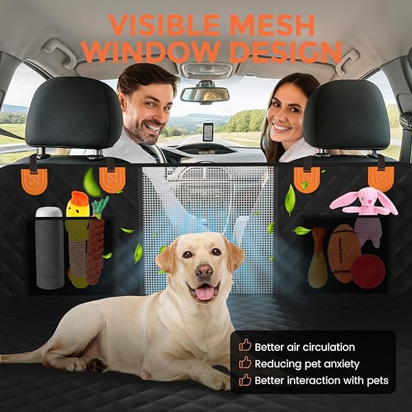 CHIORATREE DOG CAR SEAT COVER FOR BACK SEAT HARD BOTTOM – WATERPROOF BACK SEAT EXTENDER FOR DOGS HOLDS 500 LBS, SCRATCH-PROOF AND ANTI-SLIP DOG HAMMOCK FOR CAR, SUV, SMALL TRUCK, BLACK