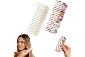Detangling Comb Set for Thick, Curly & Wavy Hair - 2 Pieces Wide Tooth Comb with Acetate Material for Hair Care, Styling & Sh